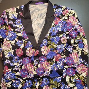 Vinci Mens Floral Print Velvet Feel Dinner Tuxedo Jacket Blazer XL EXCELLENT